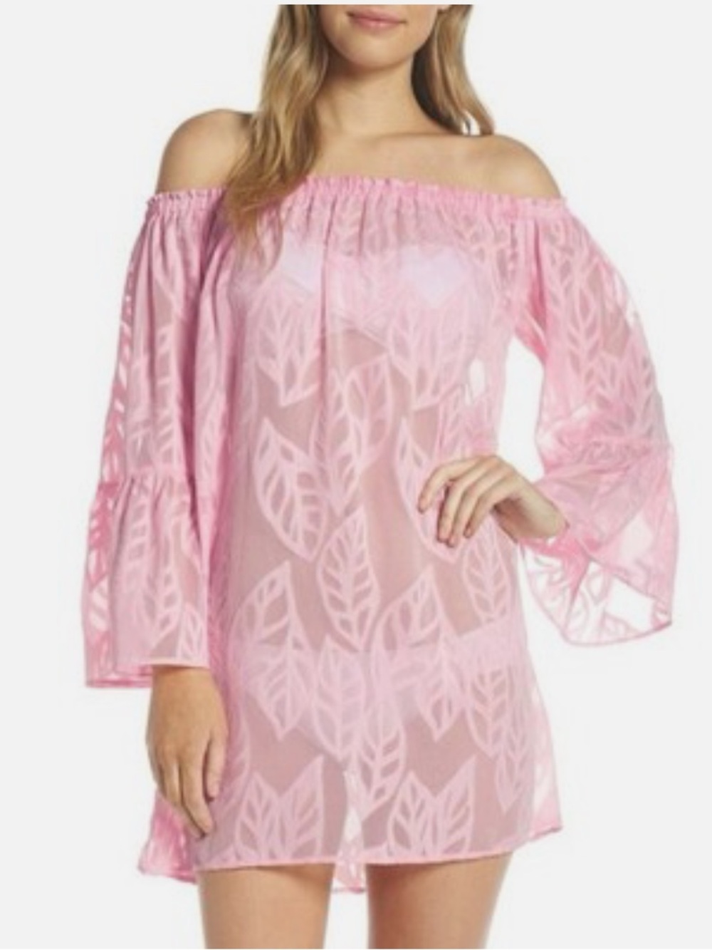 LILLY PULITZER, Nevie Off-the-shoulder Bell Sleeve Cover-up Dress, Size XXS